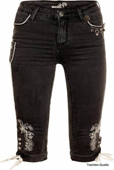 Ladies' Black Denim Lederhosen Dakota