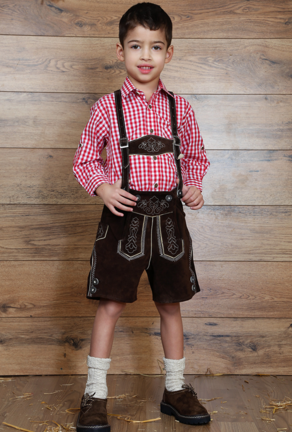 Boy's Lederhosen Shorts Dark Brown Sizes 4 thru 12