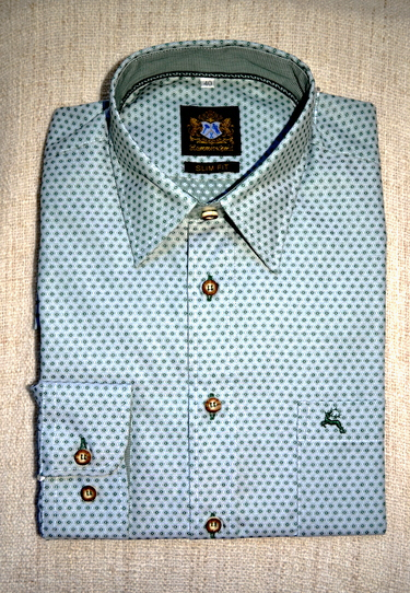 Men's Upscale Casual Shirt Dot Print Dark Green