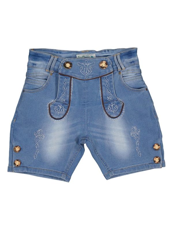 Unisex Kids' Denim Lederhosen Light Wash