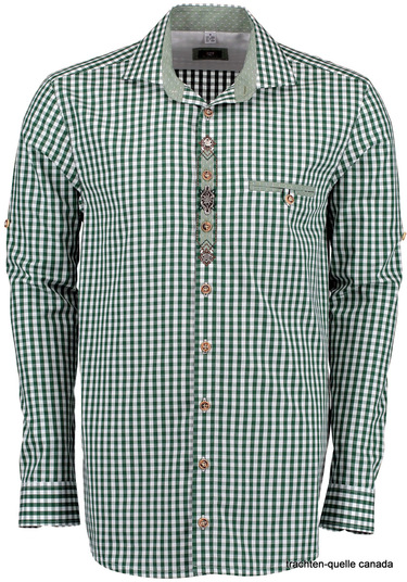 Men's Trachten Shirt Check with Front Detail Blue or Green