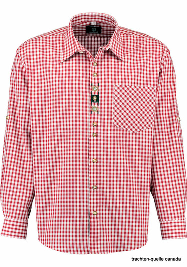Men's Trachten Shirt Red Check Budget Friendly