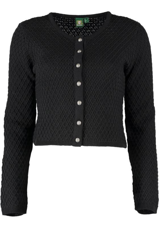 Ladies' Short Sweater Dimensional Diamond Pattern Black or Oatmeal