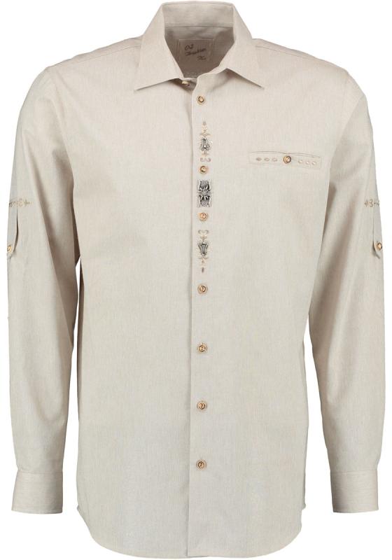 Men's Trachten Shirt with Metal Accents Taupe or Blue