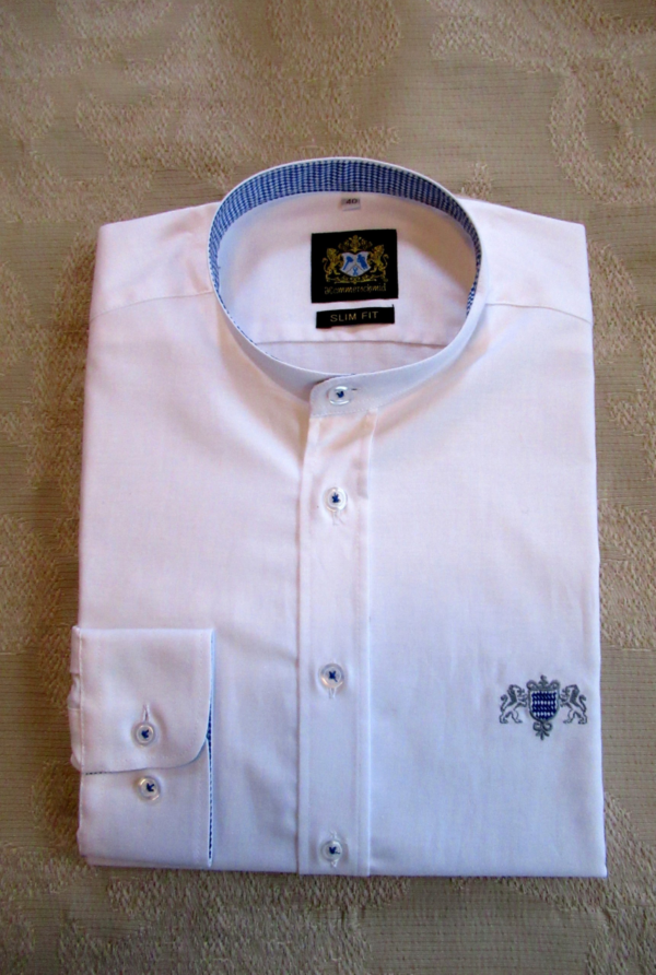 White Dress Shirt with Bavarian Theme Slim Fit
