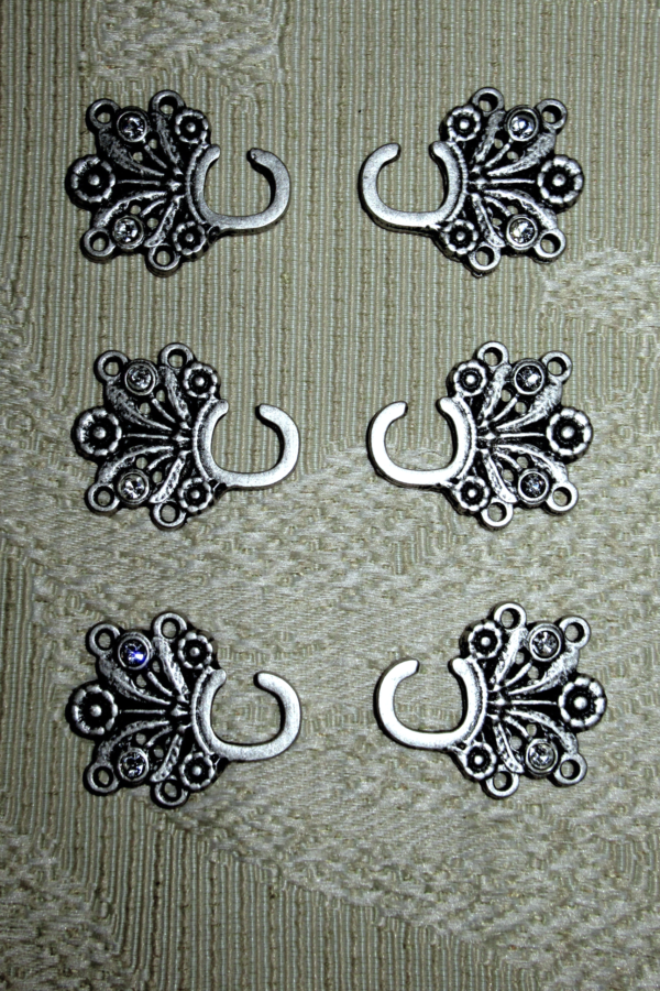 Dirndl Bodice Hooks Large Floral Spray with Rhinestones