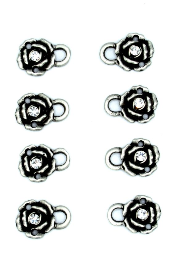 Dirndl Bodice Hooks Loop Style Petite Rose with Clear Rhinestone (8)