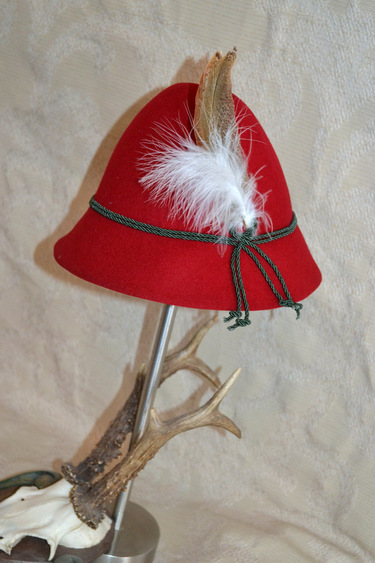 Hat, Children's Red with Feather