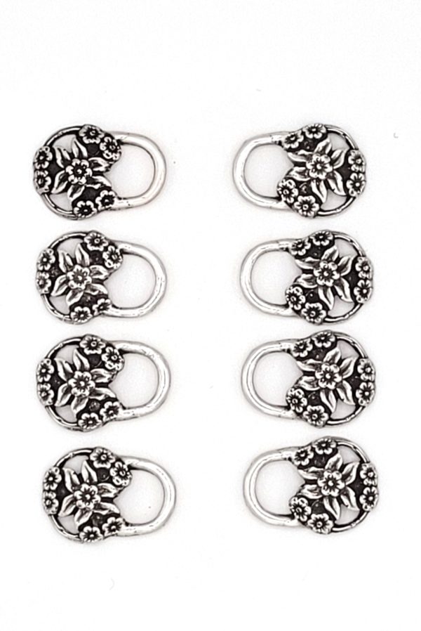 Dirndl Bodice Hooks Floral Circle Antique Silver