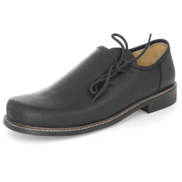 Shoes Men's Trachten Haferlschuh Black with Leather Sole