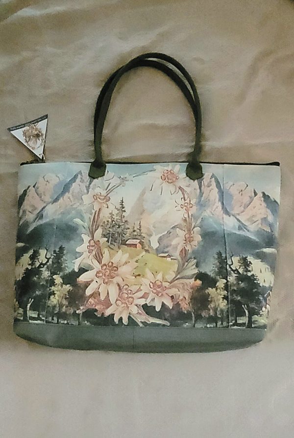Vintage Print Large Linen Tote/Travel Bag