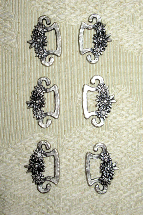 Dirndl Bodice Hooks Edelweiss Trio (Set of 6)