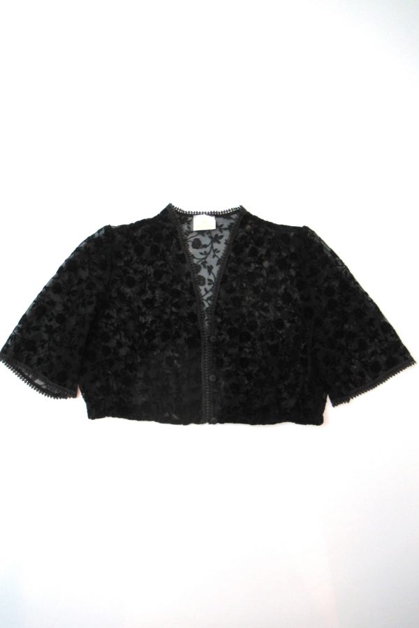 Dirndl Blouse Black Floral Burnout Velvet
