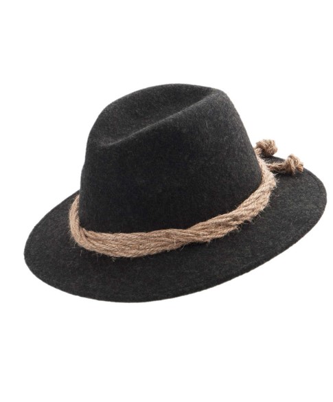 Men's Grey Wool Gaudi Hat with Hemp Banding