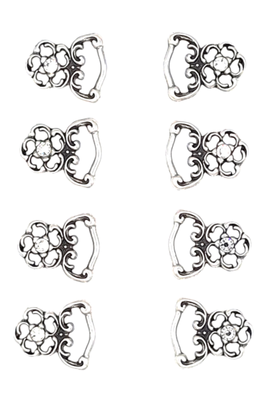 Dirndl Bodice Hooks Open Flower with Clear Rhinestone