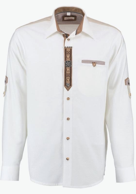 Men's Trachten Shirt White with Front Placket Details