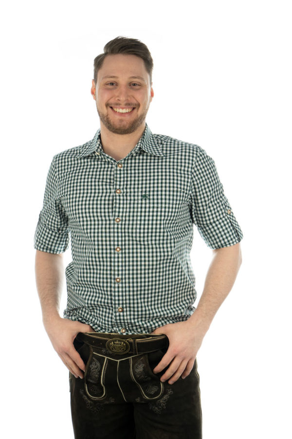 Men's Checkered Shirt with Convertible Sleeve Choice of Burgundy or Forest Green