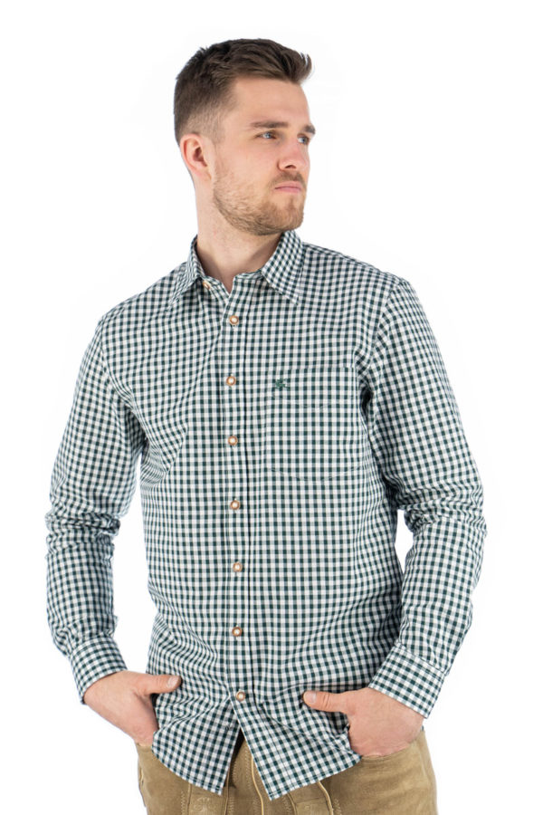 Men's Long-Sleeved Casual Checkered Trachten Shirt in Four Colour Choices