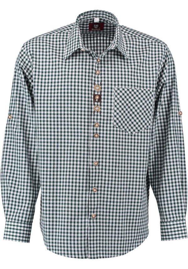 Men's Trachten Shirt Dark Green Check Budget Friendly