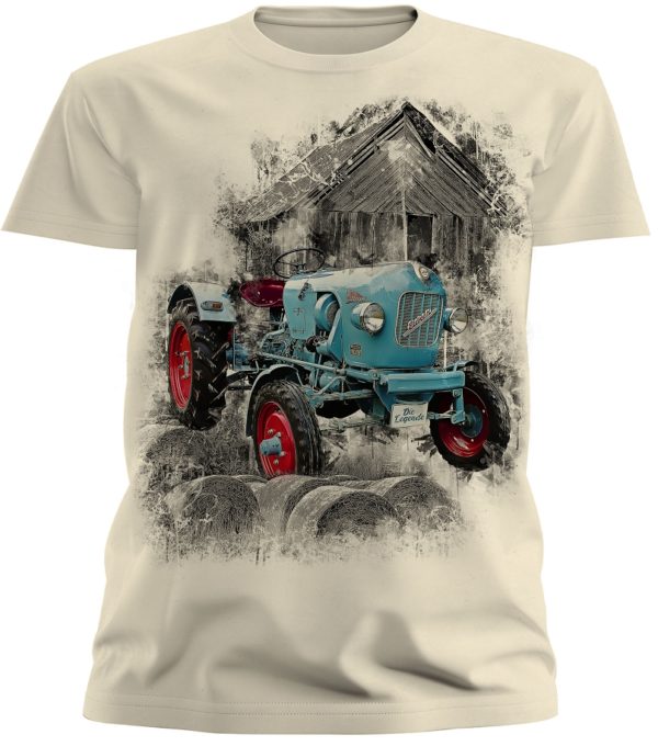 Men's Tee Vintage Tractor Print Natural