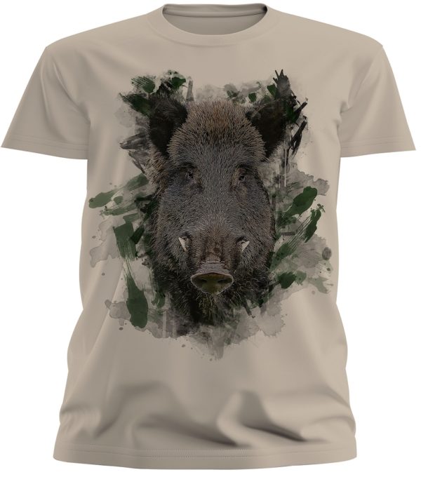 Men's Tee Wild Boar Print Taupe