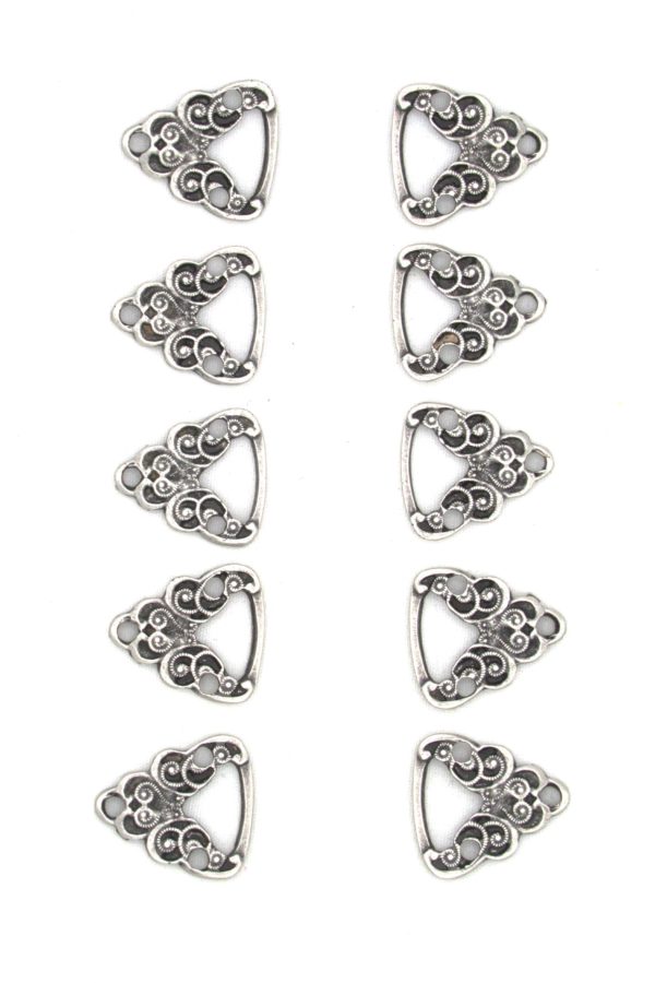 Dirndl Bodice Hooks Small Scroll and Spiral Set of 10