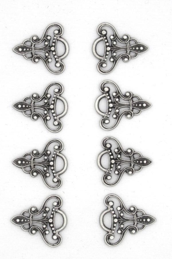 Dirndl Bodice Hook Victorian Antique Silver Set of 8
