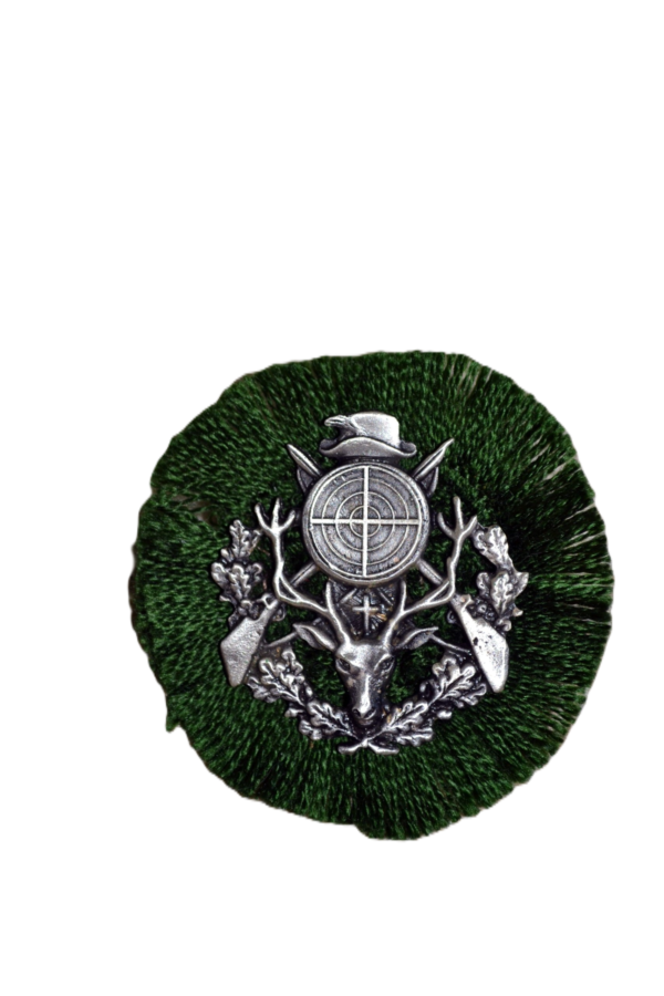 Hat Pin Rosette with Hunting Theme