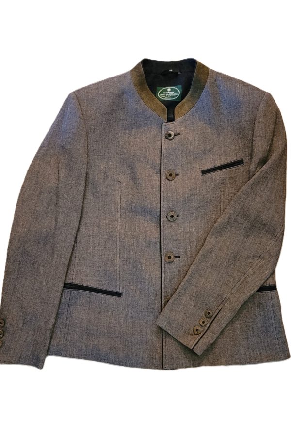 Men's Trachten Jacket Johan Linen Blend Taupe with Navy