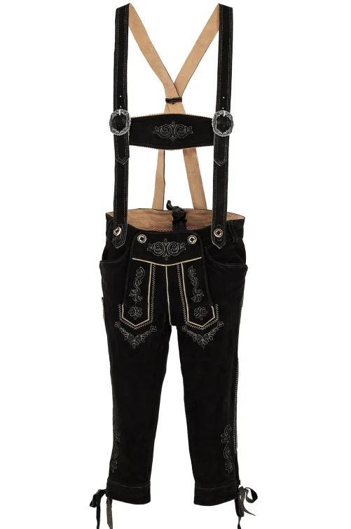 Men's Lederhosen Knickers Korbinian Black with Suspenders