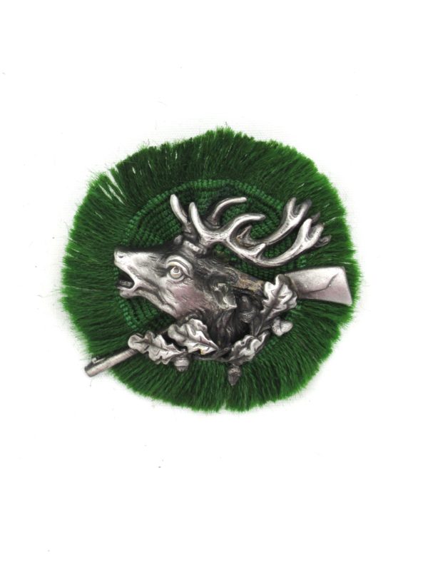 Hat Pin Rosette with Pewter Dimensional Stag Motif