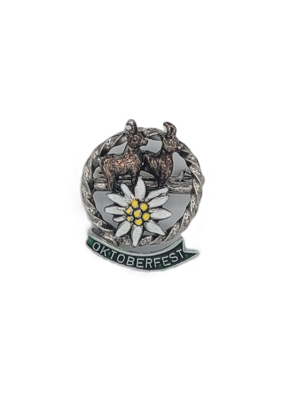 Oktoberfest Pin Enameled Edelweiss with Gams