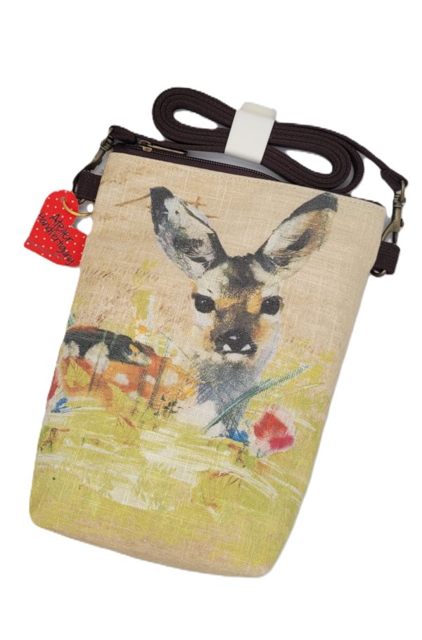 Linen Crossbody Purse Vintage Print Bambi