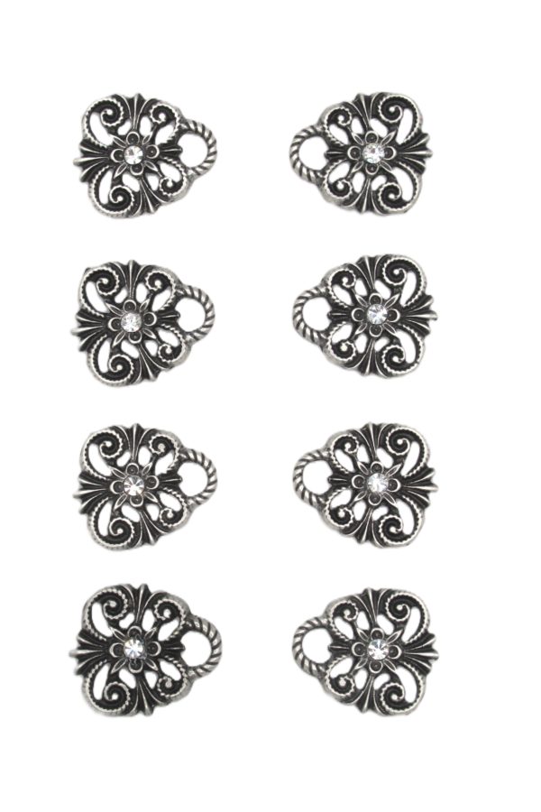 Dirndl Bodice Hooks Scroll and Fan with Clear Rhinestone