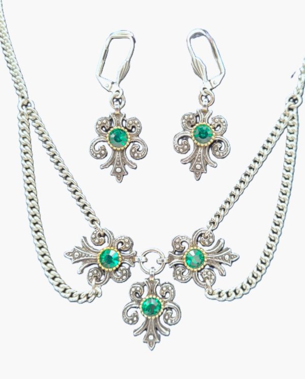 Triple Motif Choker and Earrings Set in Three Colour Choices