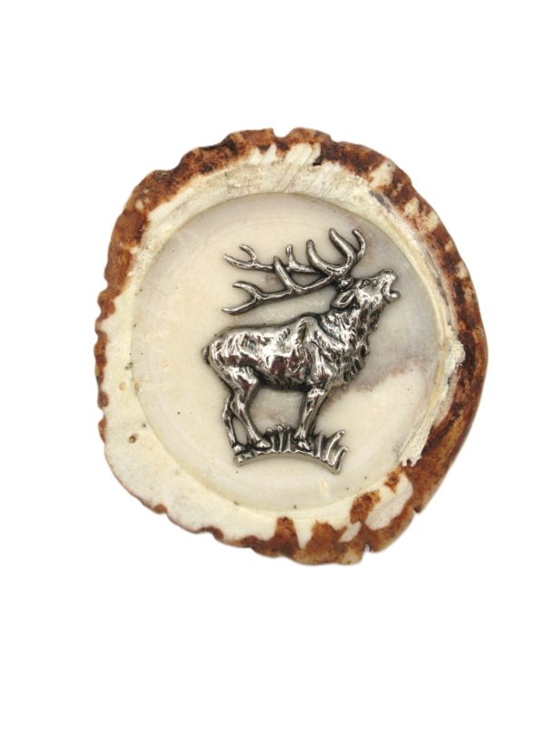 Pin Genuine Deer Antler with Centre Elk Motif