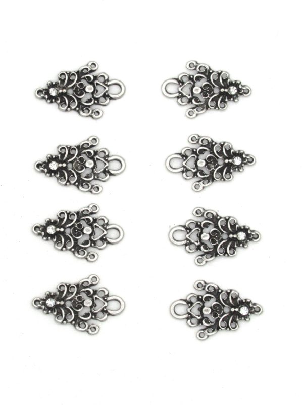 Dirndl Bodice Hooks Tapered Scroll with Rhinestone