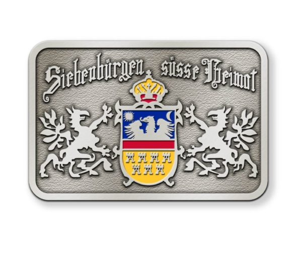 Belt Buckle Enameled Pewter "Siebenbuergen Suesse Heimat"