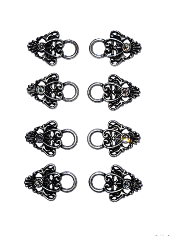 Dirndl Bodice Hooks Scroll Motif with Clear Rhinestone