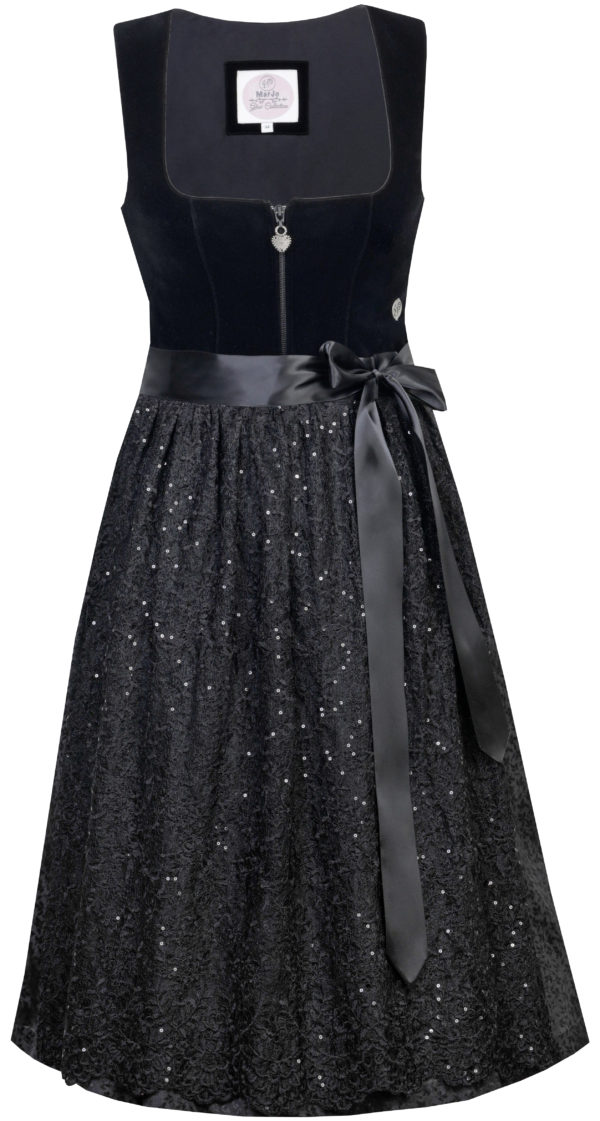 Dirndl Tiffany Black Velvet with Lace Apron by Marjo