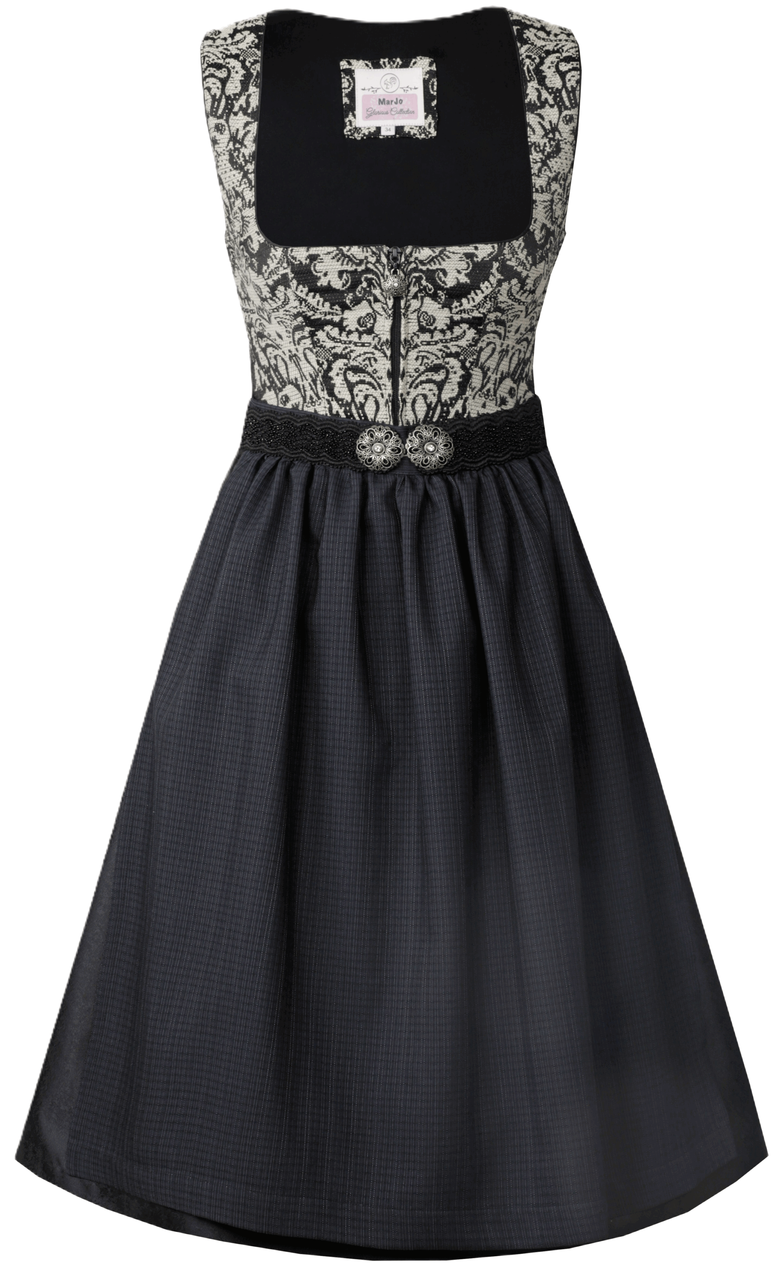 Dirndl Schoefweg Black and Taupe by Marjo