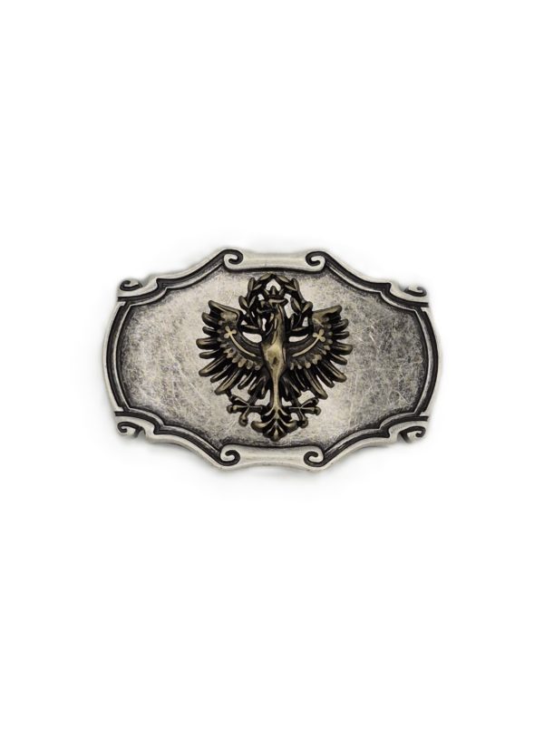 Belt Buckle Stylized Eagle Antique Silver with Bronze