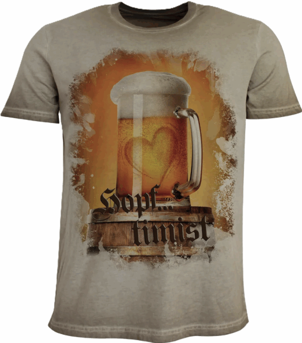 Men's Tee Vintage Taupe with "Hopf-timist" Stein Motif