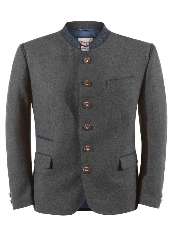 Men's Trachten Jacket Titus Grey with Blue