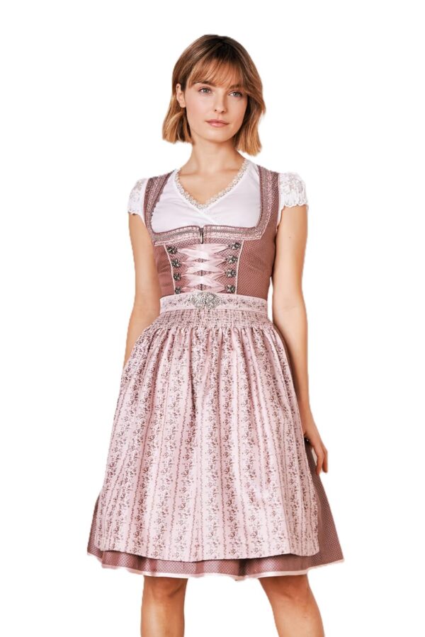 Dirndl Pink Antique Rose with Burgundy by Kruger