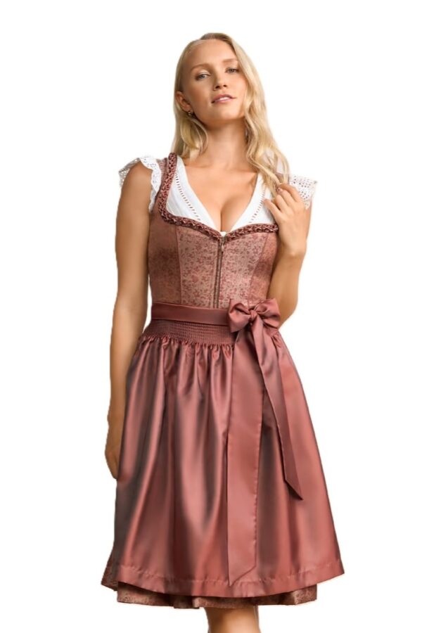 Dirndl Bruni Taupe with Terracotta Floral by Kruger