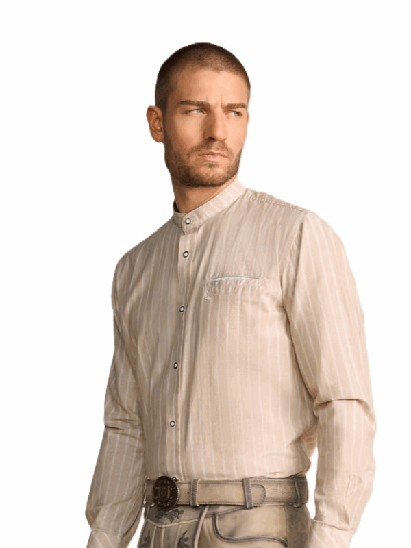 Men's Traditional Round Collar Trachten Shirt by Krueger