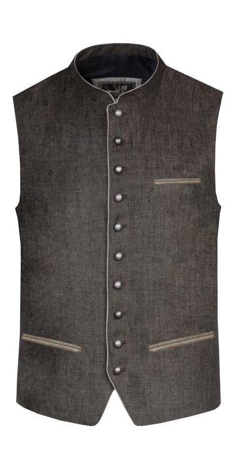 Men's Linen Vest August Dark Brown by Marjo