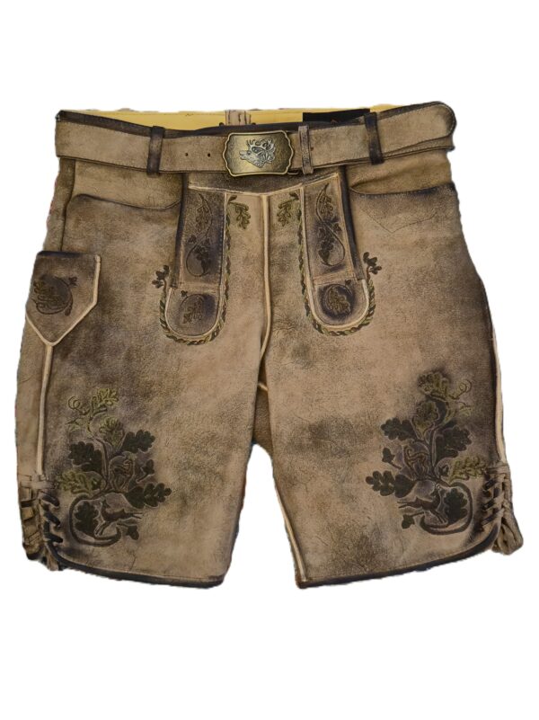 Men's Lederhosen Hartsee Walnut with Green Embroidery