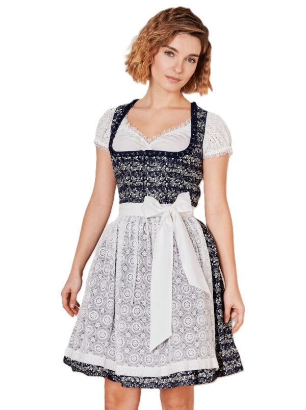Dirndl Minna Navy and White Short Length by Kruger